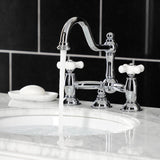 Restoration KS3911PX Two-Handle 3-Hole Deck Mount Bridge Bathroom Faucet with Brass Pop-Up, Polished Chrome