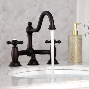 Restoration KS3915AX Two-Handle 3-Hole Deck Mount Bridge Bathroom Faucet with Brass Pop-Up, Oil Rubbed Bronze