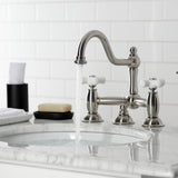 Restoration KS3918PX Two-Handle 3-Hole Deck Mount Bridge Bathroom Faucet with Brass Pop-Up, Brushed Nickel