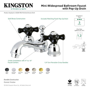 Duchess KS3951PKX Two-Handle 3-Hole Deck Mount Mini-Widespread Bathroom Faucet with Brass Pop-Up, Polished Chrome