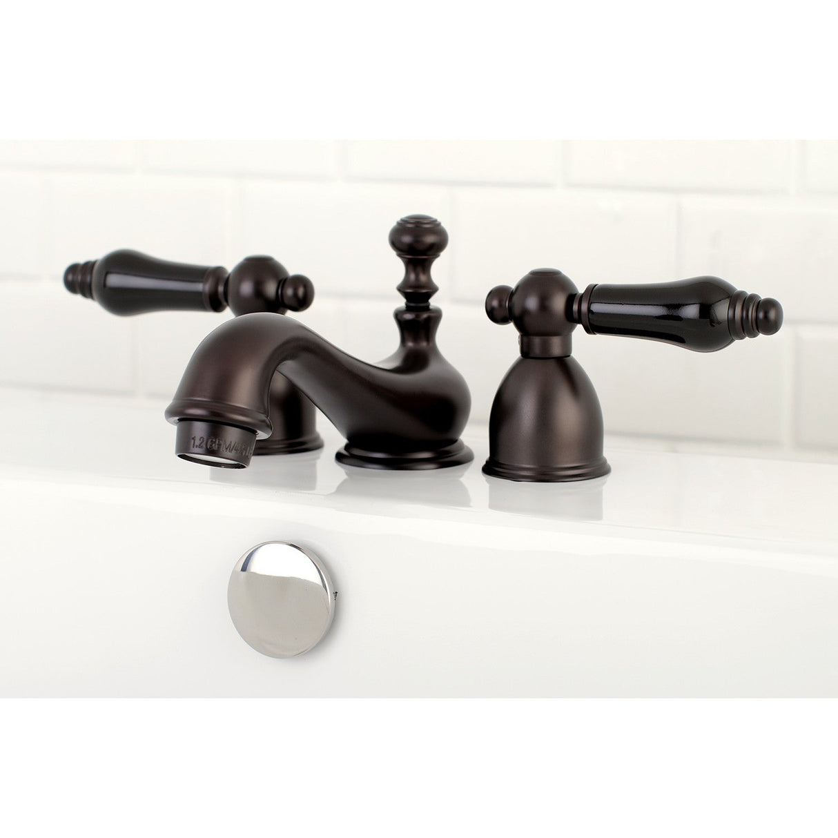 Duchess KS3955PKL Two-Handle 3-Hole Deck Mount Mini-Widespread Bathroom Faucet with Brass Pop-Up, Oil Rubbed Bronze
