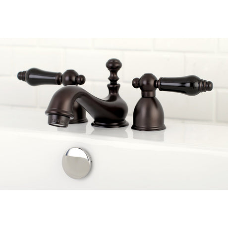 Duchess KS3955PKL Two-Handle 3-Hole Deck Mount Mini-Widespread Bathroom Faucet with Brass Pop-Up, Oil Rubbed Bronze