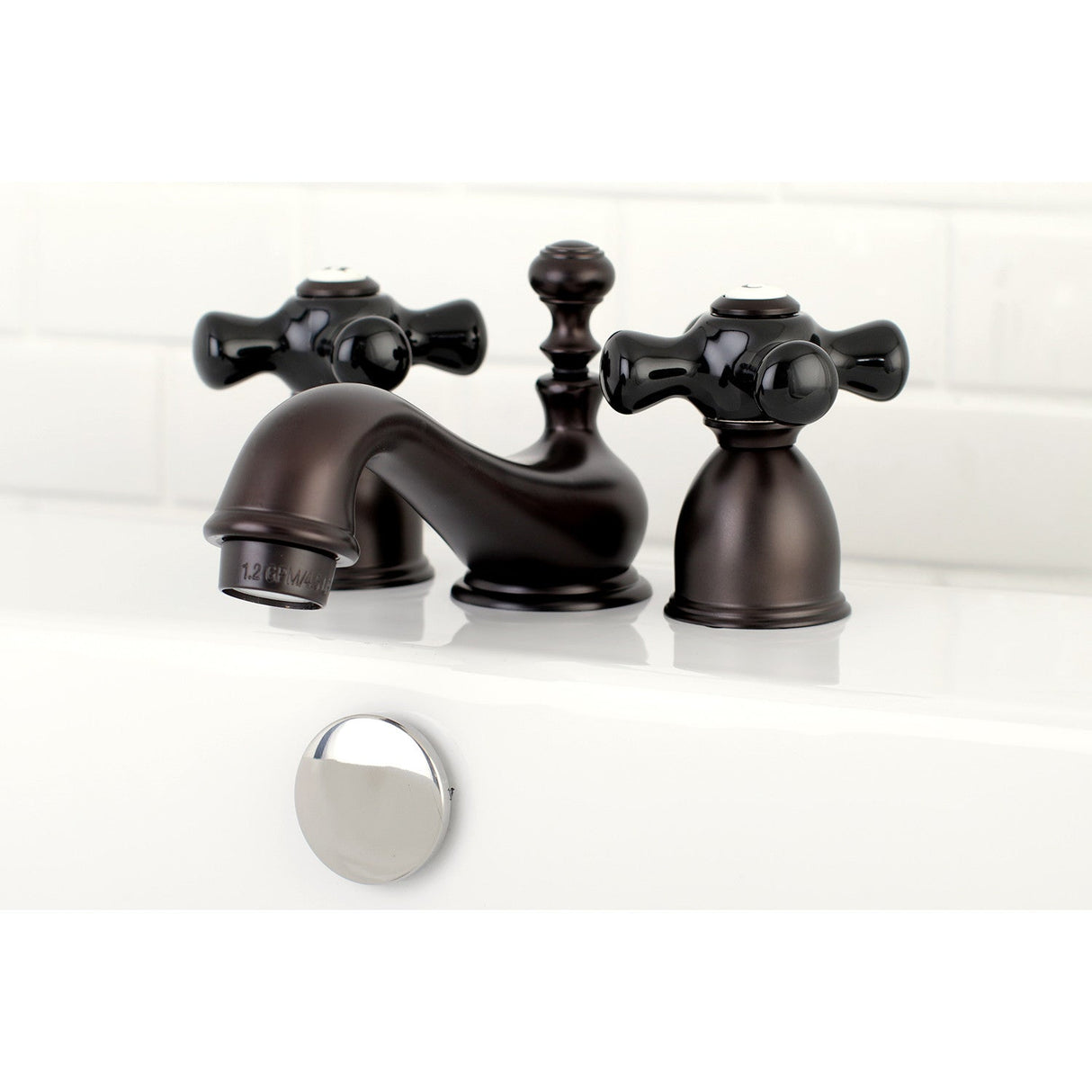 Duchess KS3955PKX Two-Handle 3-Hole Deck Mount Mini-Widespread Bathroom Faucet with Brass Pop-Up, Oil Rubbed Bronze