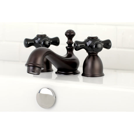 Duchess KS3955PKX Two-Handle 3-Hole Deck Mount Mini-Widespread Bathroom Faucet with Brass Pop-Up, Oil Rubbed Bronze