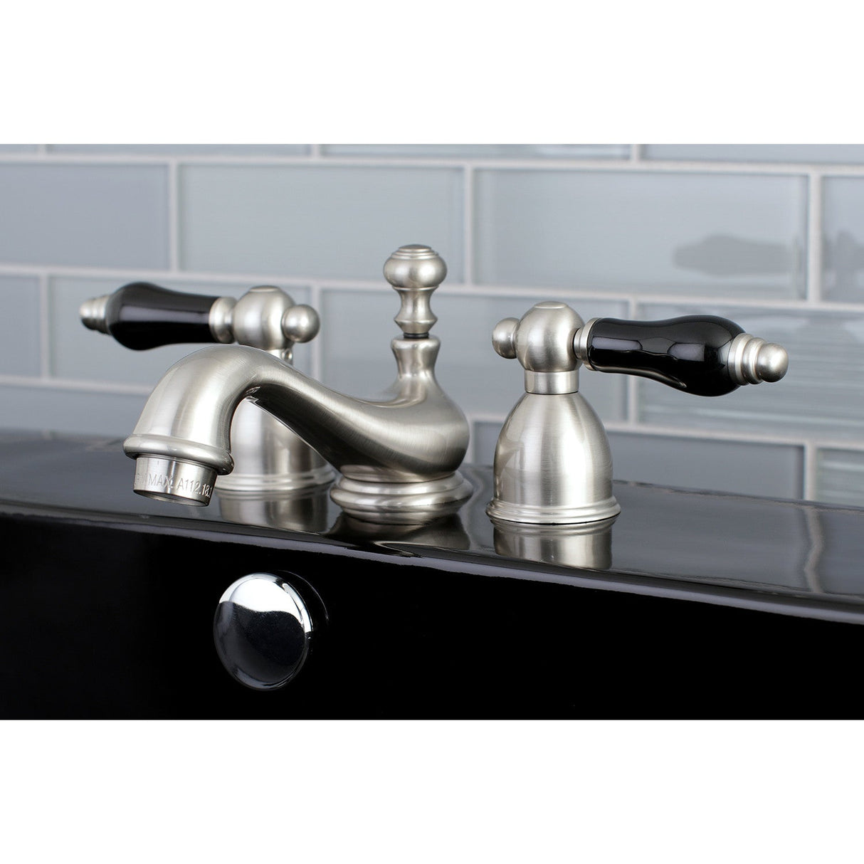 Duchess KS3958PKL Two-Handle 3-Hole Deck Mount Mini-Widespread Bathroom Faucet with Brass Pop-Up, Brushed Nickel