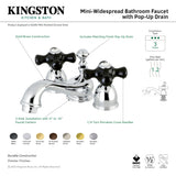 Duchess KS3958PKX Two-Handle 3-Hole Deck Mount Mini-Widespread Bathroom Faucet with Brass Pop-Up, Brushed Nickel