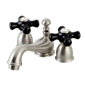 Duchess KS3958PKX Two-Handle 3-Hole Deck Mount Mini-Widespread Bathroom Faucet with Brass Pop-Up, Brushed Nickel