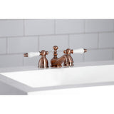 Restoration KS395PLAC Two-Handle 3-Hole Deck Mount Mini-Widespread Bathroom Faucet with Brass Pop-Up, Antique Copper