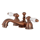 Restoration KS395PLAC Two-Handle 3-Hole Deck Mount Mini-Widespread Bathroom Faucet with Brass Pop-Up, Antique Copper