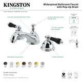 Duchess KS3960PKL Two-Handle 3-Hole Deck Mount Widespread Bathroom Faucet with Brass Pop-Up, Matte Black
