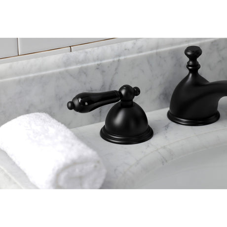 Duchess KS3960PKL Two-Handle 3-Hole Deck Mount Widespread Bathroom Faucet with Brass Pop-Up, Matte Black