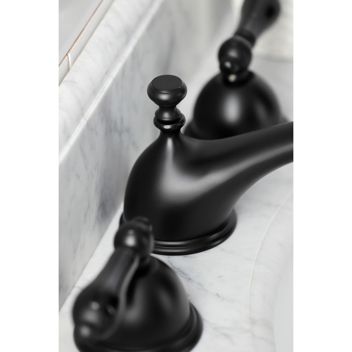 Duchess KS3960PKL Two-Handle 3-Hole Deck Mount Widespread Bathroom Faucet with Brass Pop-Up, Matte Black