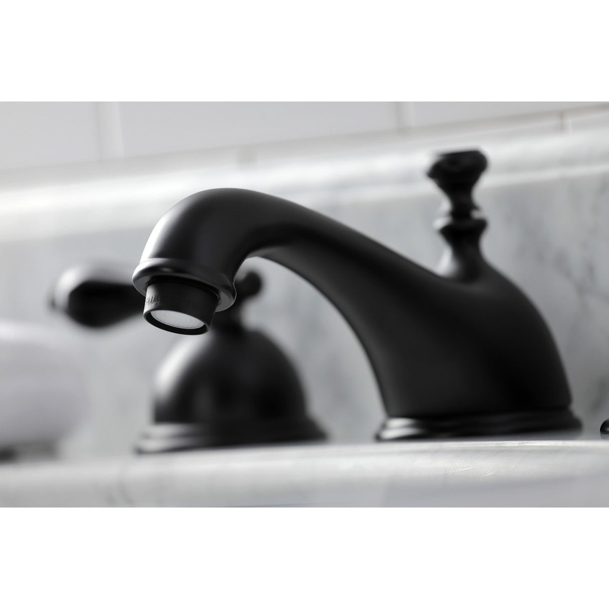 Duchess KS3960PKL Two-Handle 3-Hole Deck Mount Widespread Bathroom Faucet with Brass Pop-Up, Matte Black