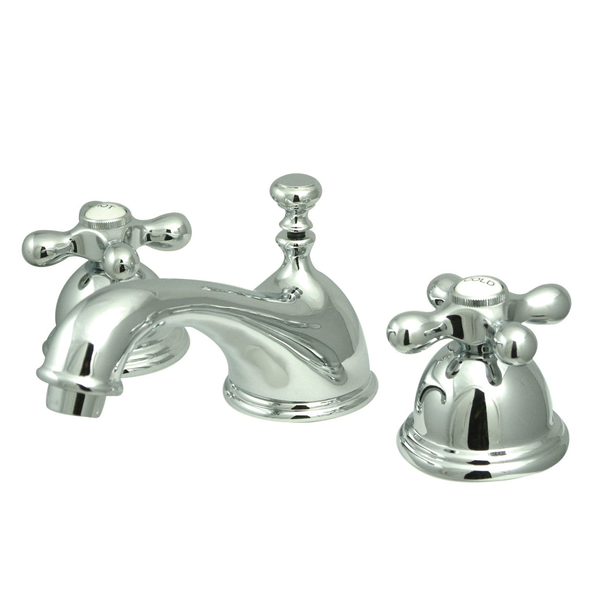 Restoration KS3961AX Two-Handle 3-Hole Deck Mount Widespread Bathroom Faucet with Brass Pop-Up, Polished Chrome