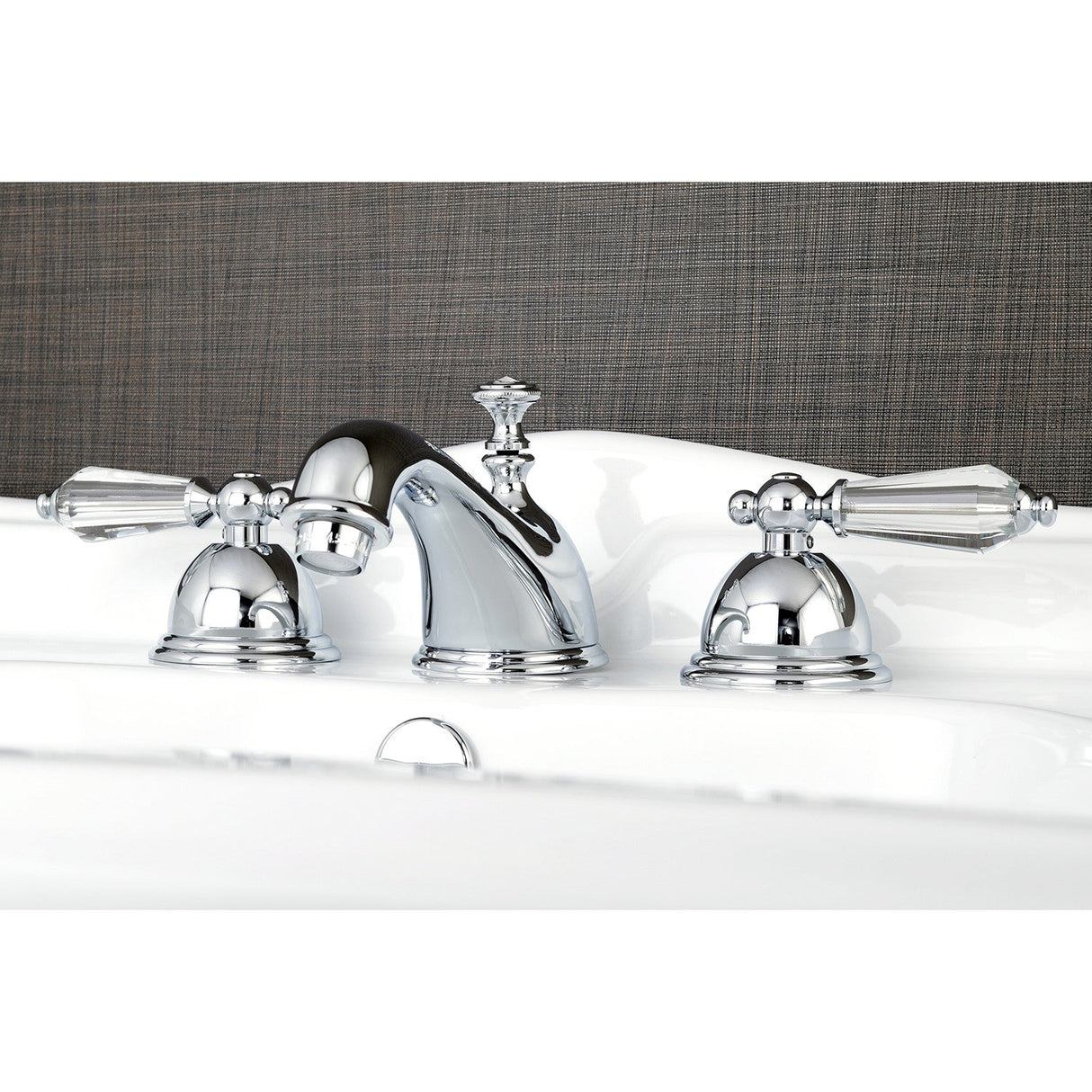 Wilshire KS3961WLL Two-Handle 3-Hole Deck Mount Widespread Bathroom Faucet with Brass Pop-Up, Polished Chrome