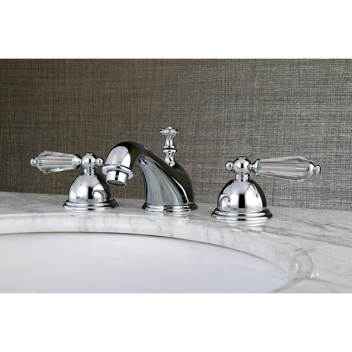 Wilshire KS3961WLL Two-Handle 3-Hole Deck Mount Widespread Bathroom Faucet with Brass Pop-Up, Polished Chrome