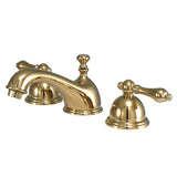 Restoration KS3962AL Two-Handle 3-Hole Deck Mount Widespread Bathroom Faucet with Brass Pop-Up, Polished Brass