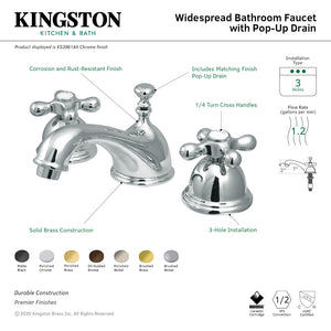 Restoration KS3965AX Two-Handle 3-Hole Deck Mount Widespread Bathroom Faucet with Brass Pop-Up, Oil Rubbed Bronze