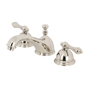 Restoration KS3966AL Two-Handle 3-Hole Deck Mount Widespread Bathroom Faucet with Brass Pop-Up, Polished Nickel