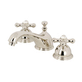 Restoration KS3966AX Two-Handle 3-Hole Deck Mount Widespread Bathroom Faucet with Brass Pop-Up, Polished Nickel