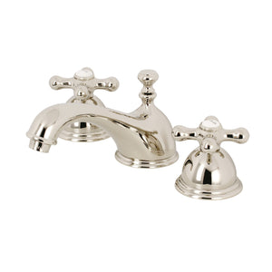 Restoration KS3966AX Two-Handle 3-Hole Deck Mount Widespread Bathroom Faucet with Brass Pop-Up, Polished Nickel