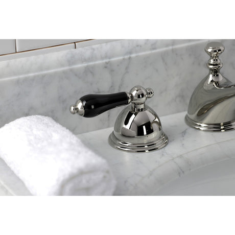 Duchess KS3966PKL Two-Handle 3-Hole Deck Mount Widespread Bathroom Faucet with Brass Pop-Up, Polished Nickel
