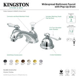 Restoration KS3966PL Two-Handle 3-Hole Deck Mount Widespread Bathroom Faucet with Brass Pop-Up, Polished Nickel