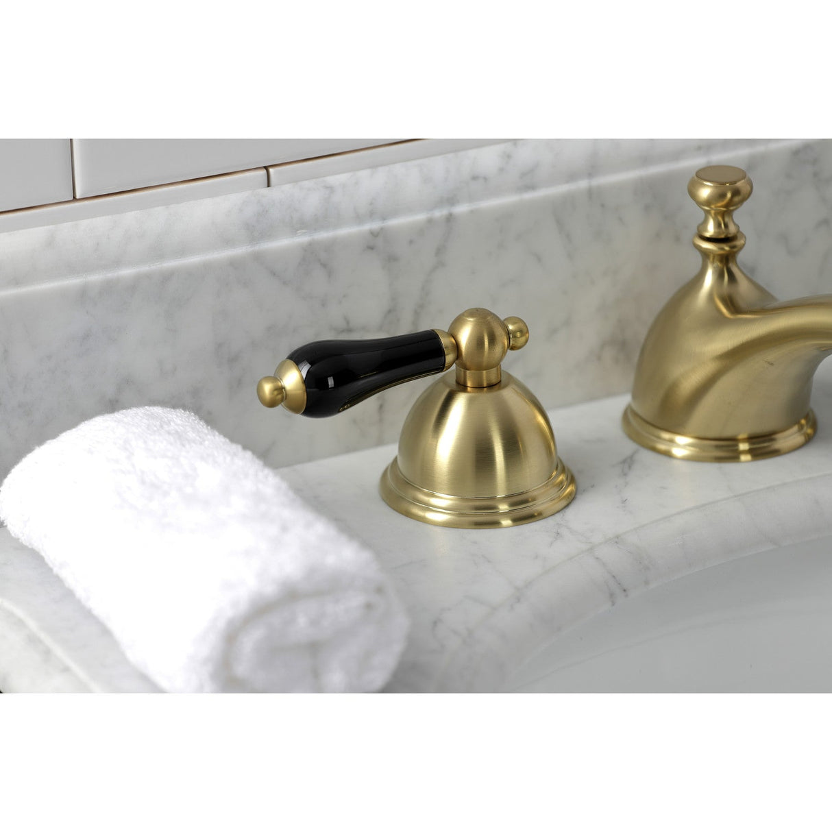 Duchess KS3967PKL Two-Handle 3-Hole Deck Mount Widespread Bathroom Faucet with Brass Pop-Up, Brushed Brass