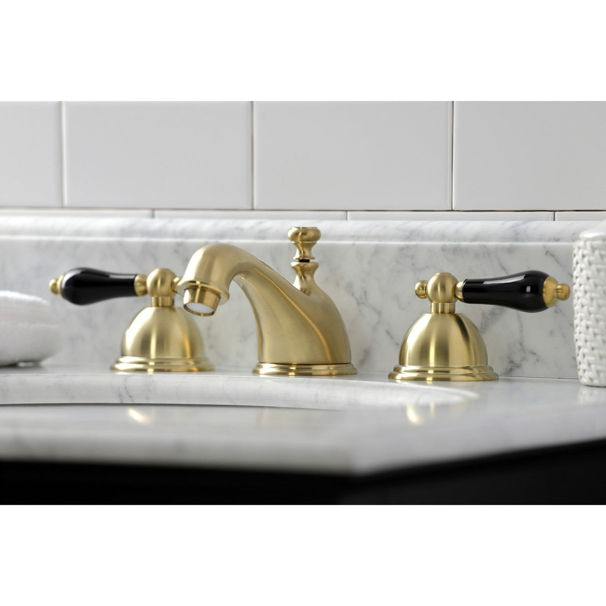 Duchess KS3967PKL Two-Handle 3-Hole Deck Mount Widespread Bathroom Faucet with Brass Pop-Up, Brushed Brass