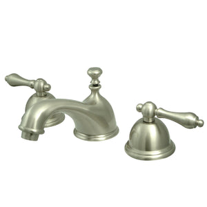 Restoration KS3968AL Two-Handle 3-Hole Deck Mount Widespread Bathroom Faucet with Brass Pop-Up, Brushed Nickel