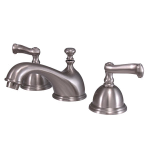 Royale KS3968FL Two-Handle 3-Hole Deck Mount Widespread Bathroom Faucet with Brass Pop-Up, Brushed Nickel