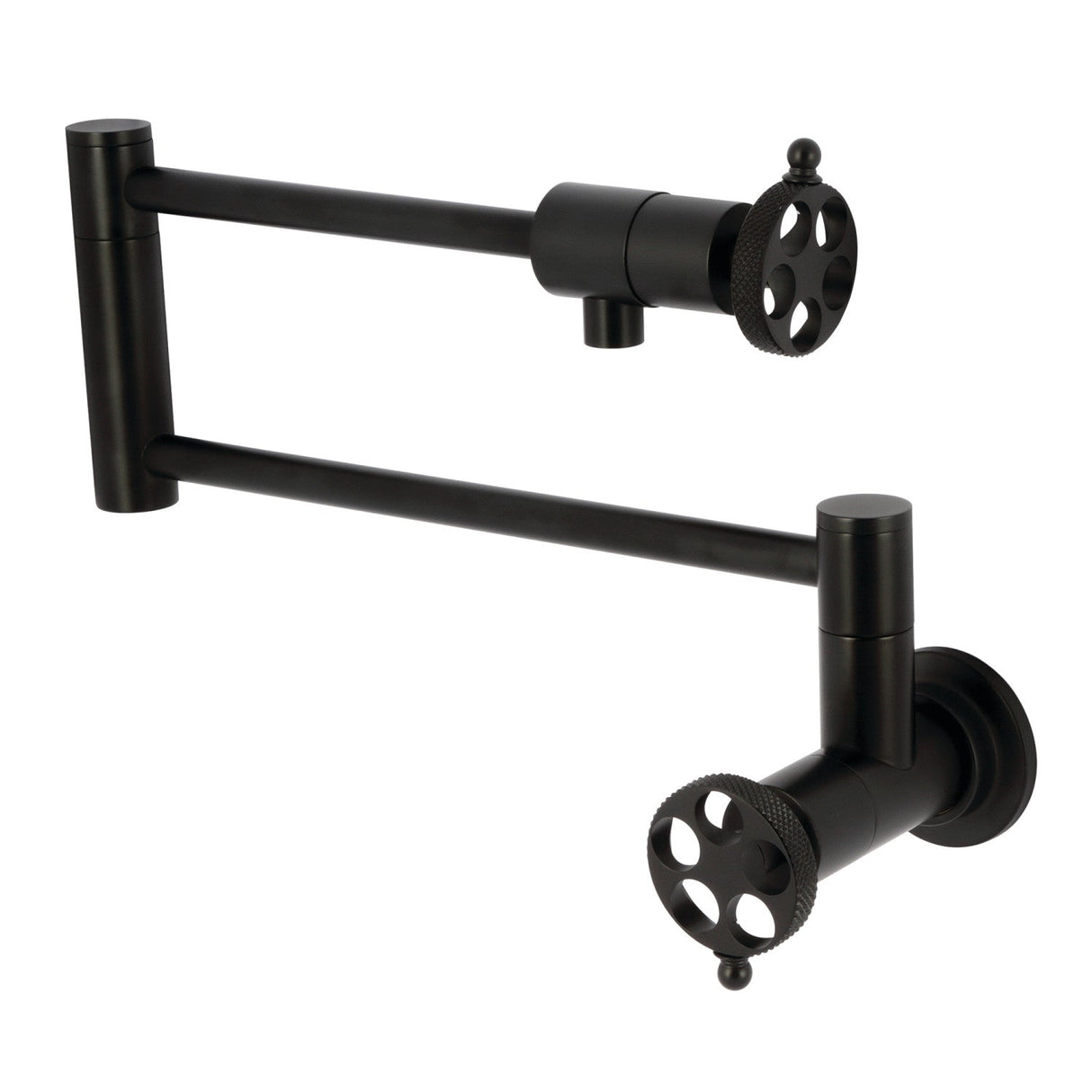 Webb KS4100RKX Two-Handle 1-Hole Wall Mount Pot Filler with Knurled Handle, Matte Black