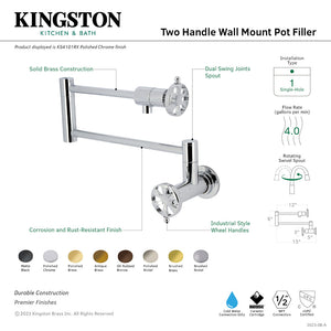 Belknap KS4100RX Two-Handle Wall Mount Pot Filler, Matte Black