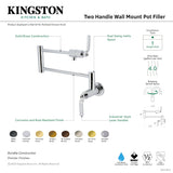 Whitaker KS4101KL Two-Handle Wall Mount Pot Filler, Polished Chrome