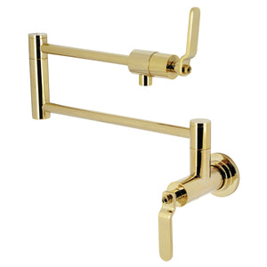 Whitaker KS4102KL Two-Handle Wall Mount Pot Filler, Polished Brass