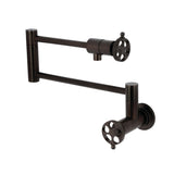 Webb KS4105RKX Two-Handle 1-Hole Wall Mount Pot Filler with Knurled Handle, Oil Rubbed Bronze