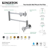 Fuller KS4106CG Two-Handle Wall Mount Pot Filler, Polished Nickel