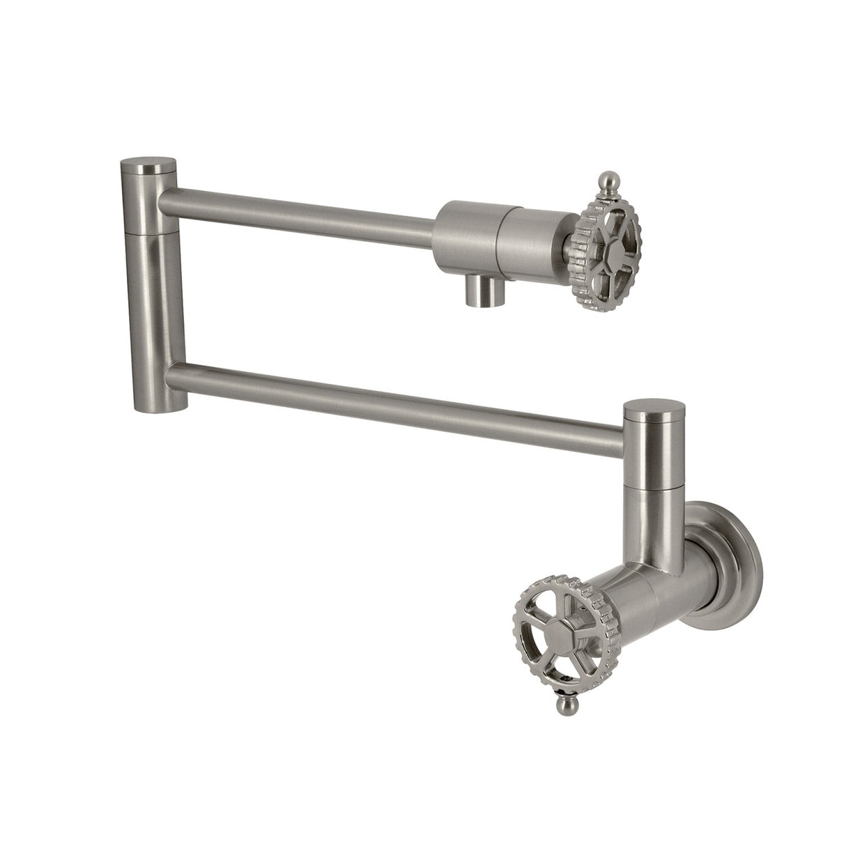 Fuller KS4108CG Two-Handle Wall Mount Pot Filler, Brushed Nickel