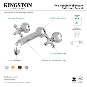 Metropolitan KS4122AX Two-Handle 3-Hole Wall Mount Bathroom Faucet, Polished Brass
