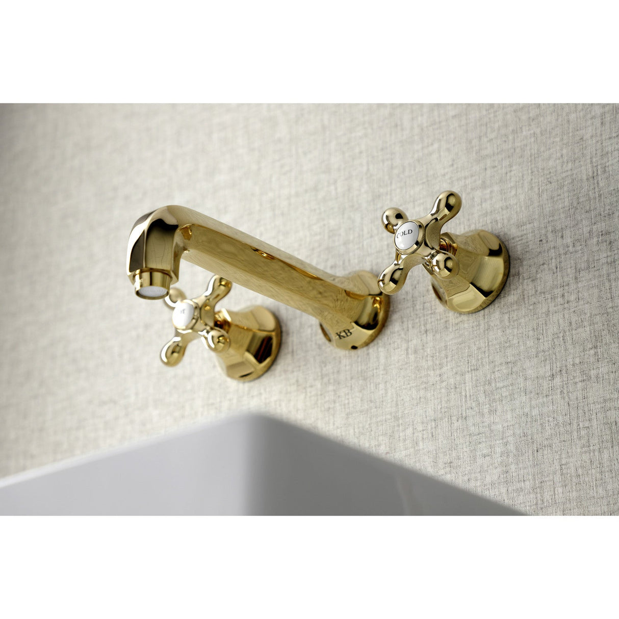 Metropolitan KS4122AX Two-Handle 3-Hole Wall Mount Bathroom Faucet, Polished Brass