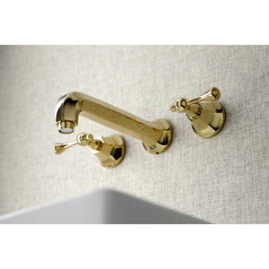 Metropolitan KS4122BL Two-Handle 3-Hole Wall Mount Bathroom Faucet, Polished Brass