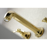 Metropolitan KS4122BL Two-Handle 3-Hole Wall Mount Bathroom Faucet, Polished Brass