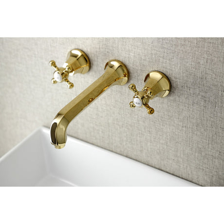 Metropolitan KS4122BX Two-Handle 3-Hole Wall Mount Bathroom Faucet, Polished Brass