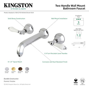 Metropolitan KS4122PL Two-Handle 3-Hole Wall Mount Bathroom Faucet, Polished Brass