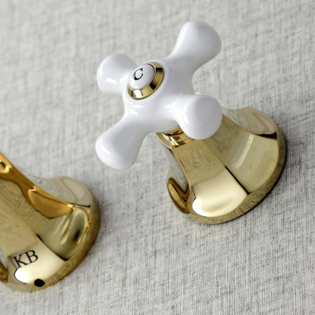 Metropolitan KS4122PX Two-Handle 3-Hole Wall Mount Bathroom Faucet, Polished Brass