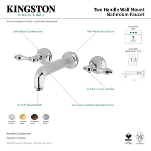 Metropolitan KS4128AL Two-Handle 3-Hole Wall Mount Bathroom Faucet, Brushed Nickel