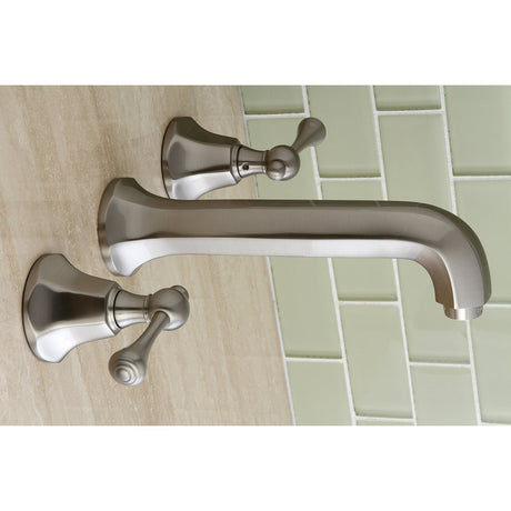 Metropolitan KS4128BL Two-Handle 3-Hole Wall Mount Bathroom Faucet, Brushed Nickel