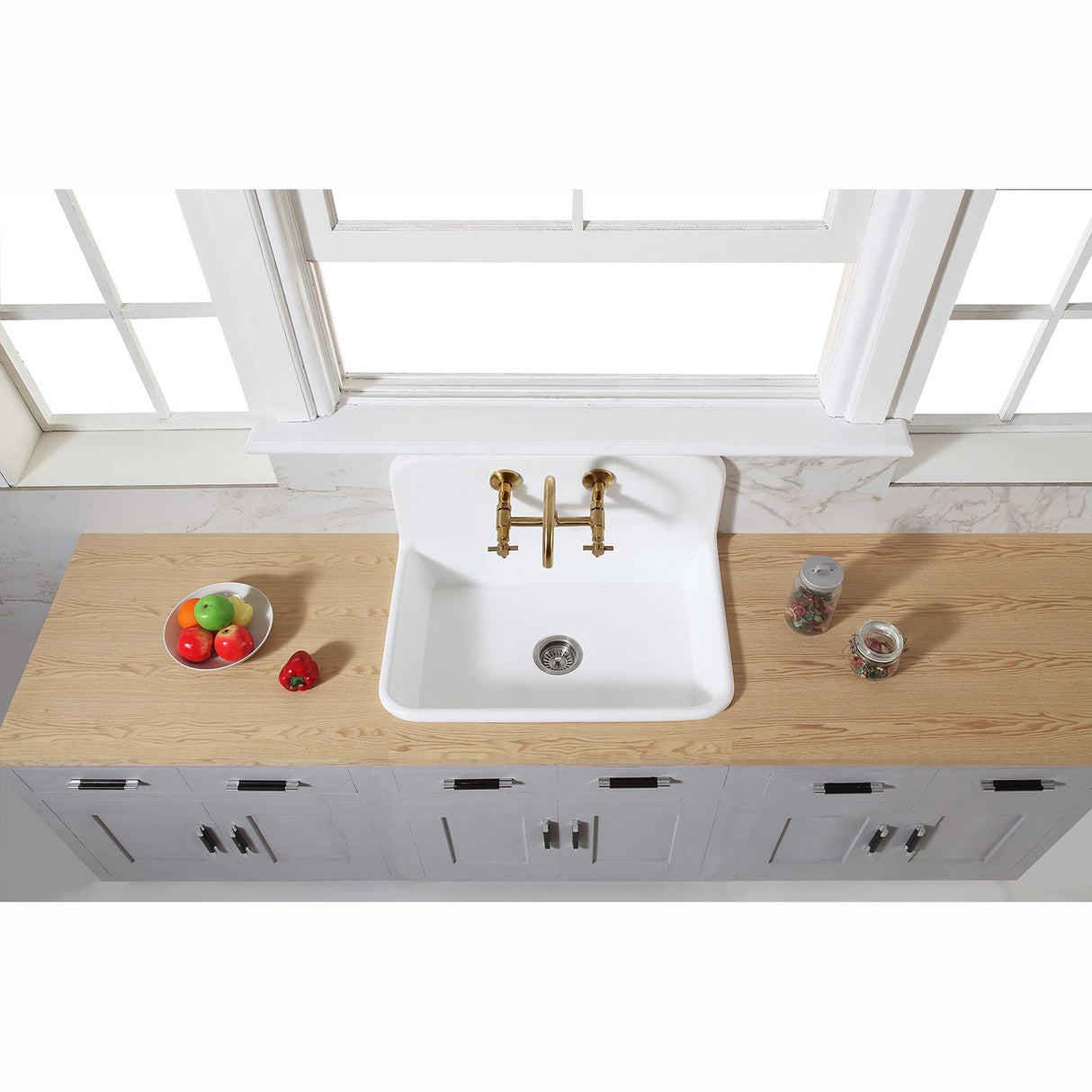Concord KS413SB Two-Handle 2-Hole Wall Mount Kitchen Faucet, Brushed Brass