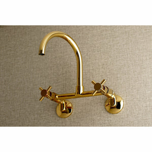 Concord KS414PB Two-Handle 2-Hole Wall Mount Kitchen Faucet, Polished Brass