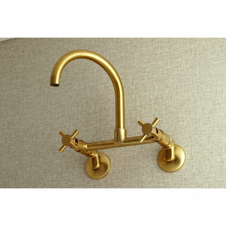 Concord KS414SB Two-Handle 2-Hole Wall Mount Kitchen Faucet, Brushed Brass